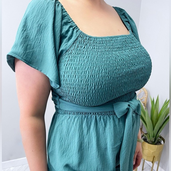 Teal Short Sleeve 2-way Romper - Picture 6 of 8